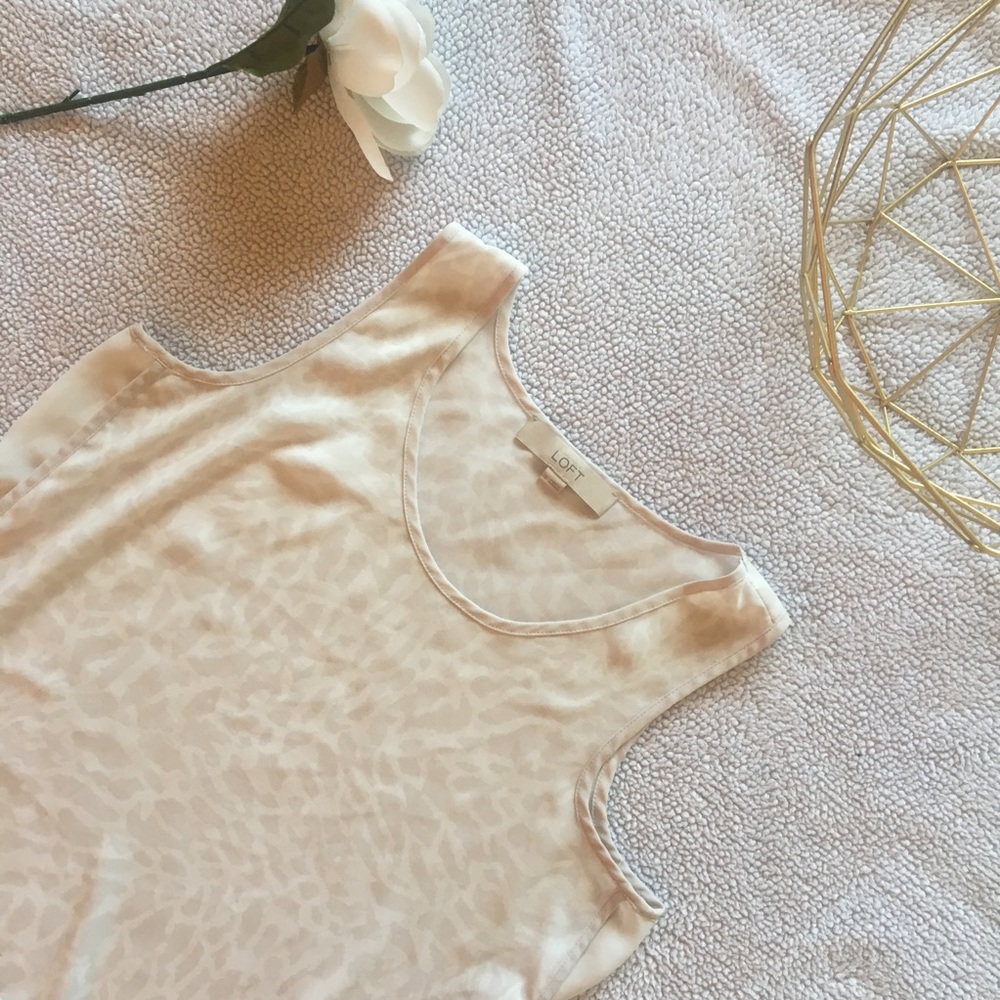 LOFT Cream Leopard Print Tank Blouse